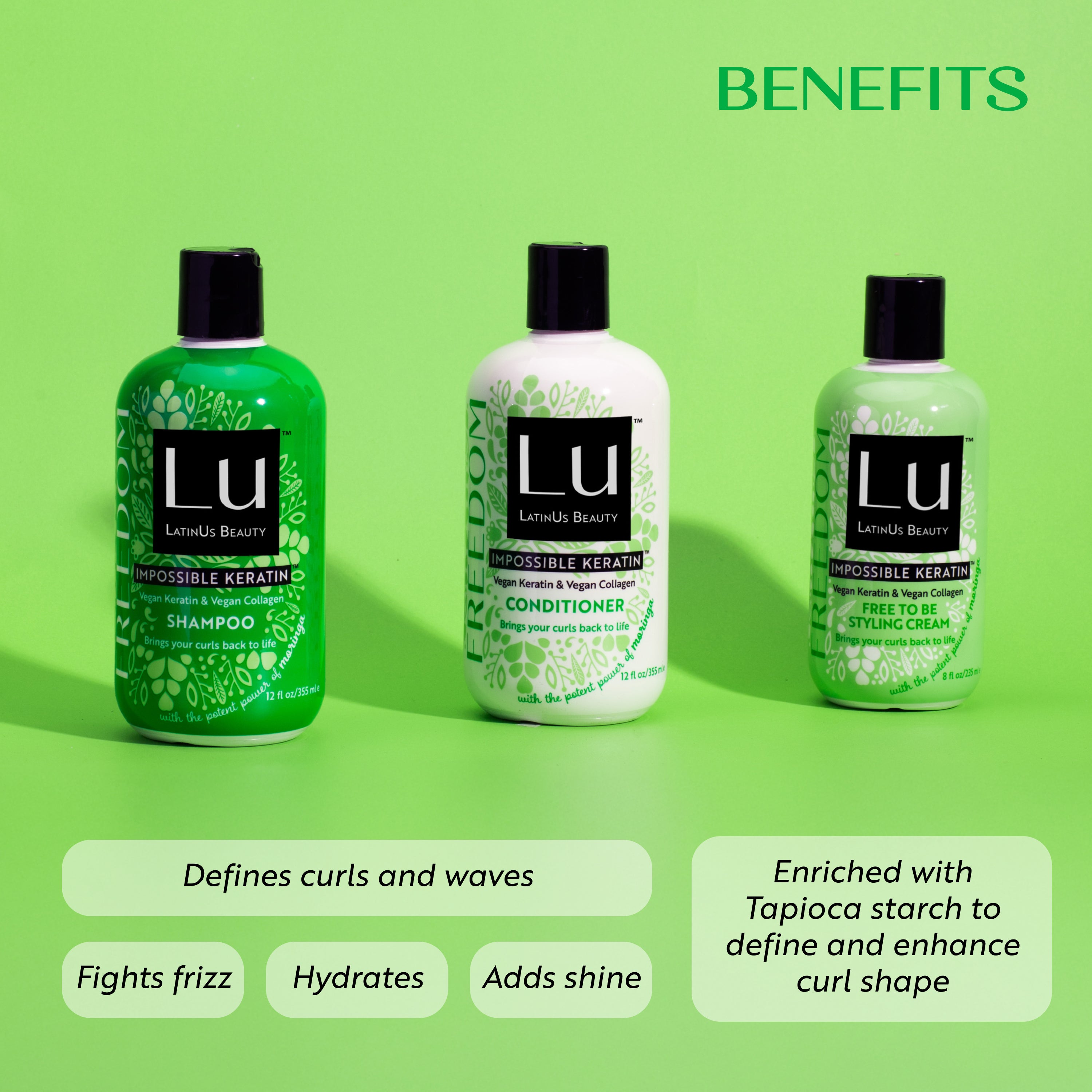 Colección Freedom, con Aceite de Semilla Moringa e IMPOSSIBLE KERATIN™