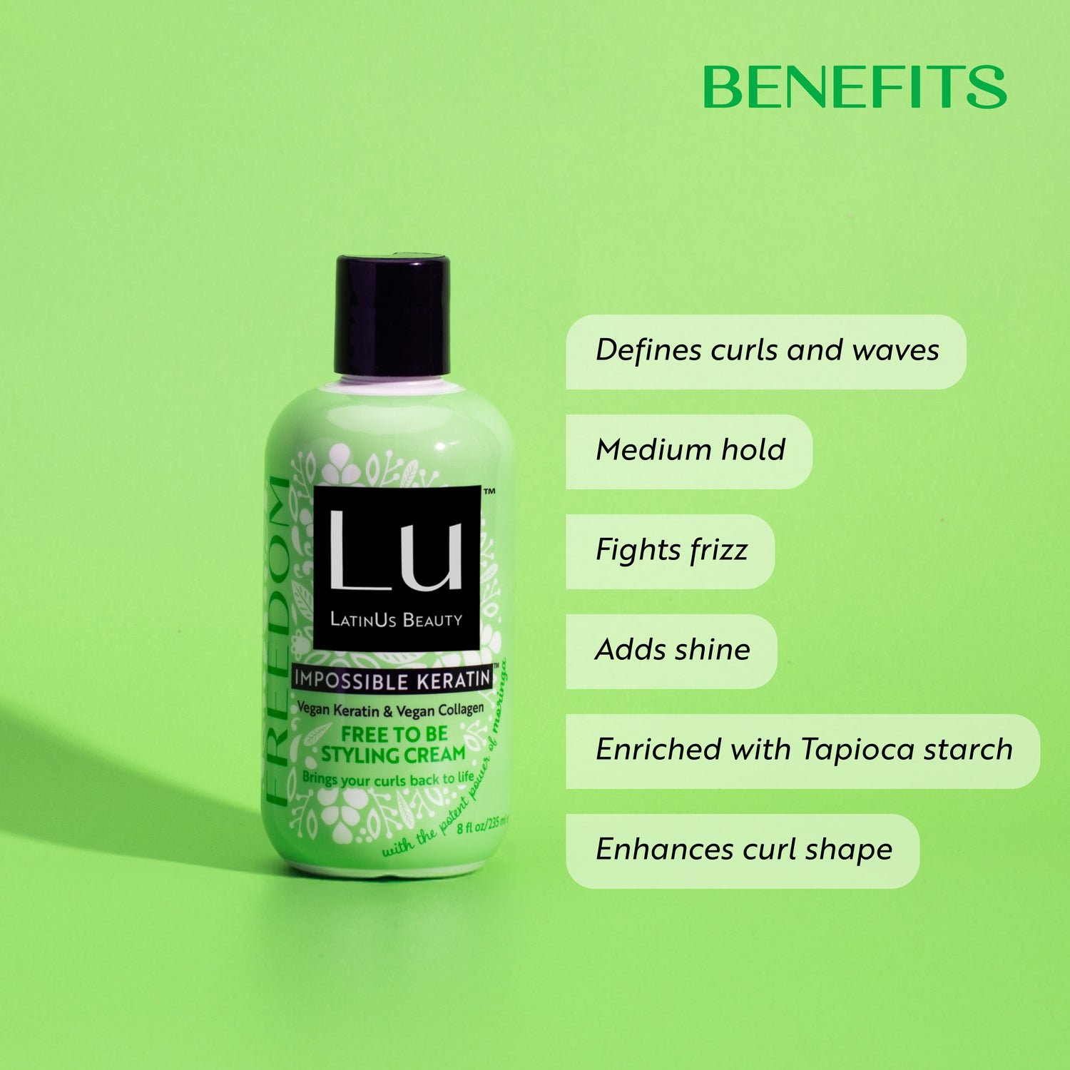 Free To Be Styling Cream 8 oz, con aceite de semilla de moringa e IMPOSSIBLE KERATIN ™