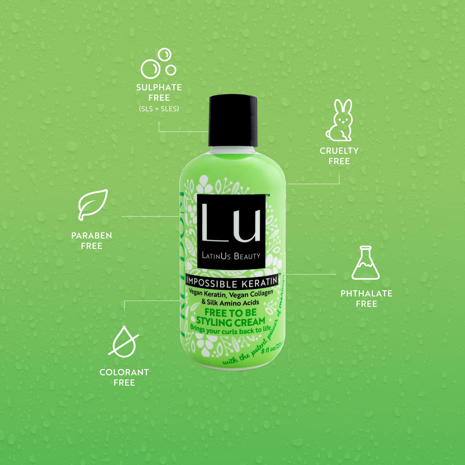 Free To Be Styling Cream 8 oz, con aceite de semilla de moringa e IMPOSSIBLE KERATIN ™