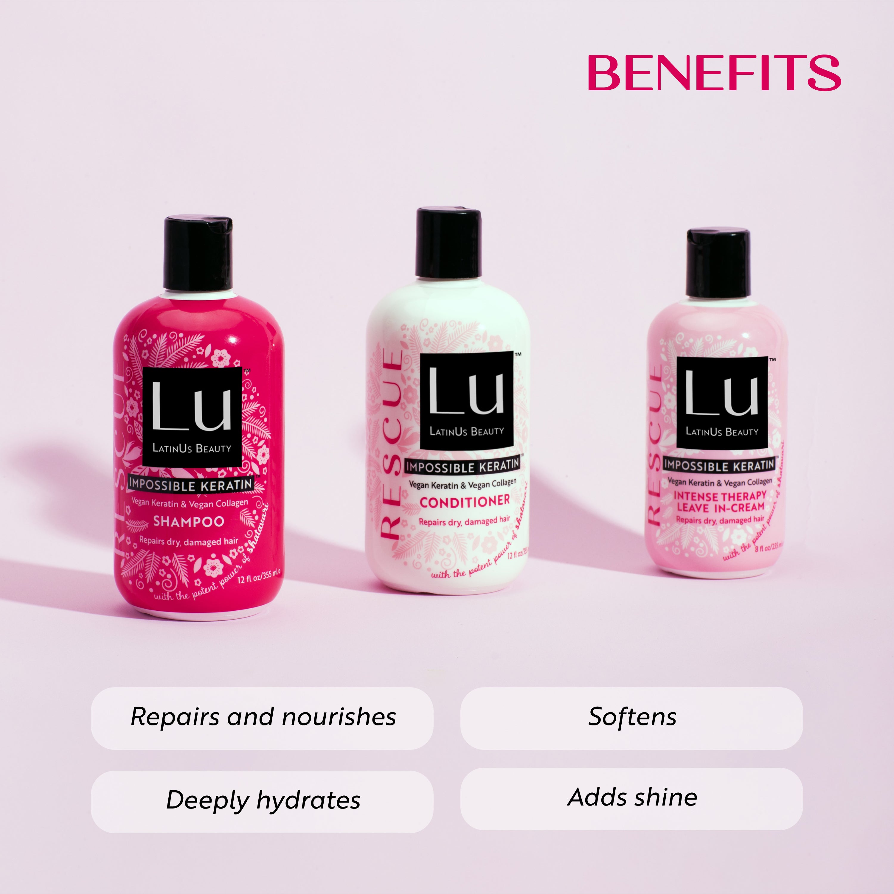 Colección Rescue, con Glicerina infusionada con Shatavari e IMPOSSIBLE KERATIN™